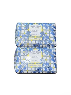 2 New Beekman 1802 Goat Milk Holiday Silver Belle Bouquet Bell 3.5 oz Bar Soap.